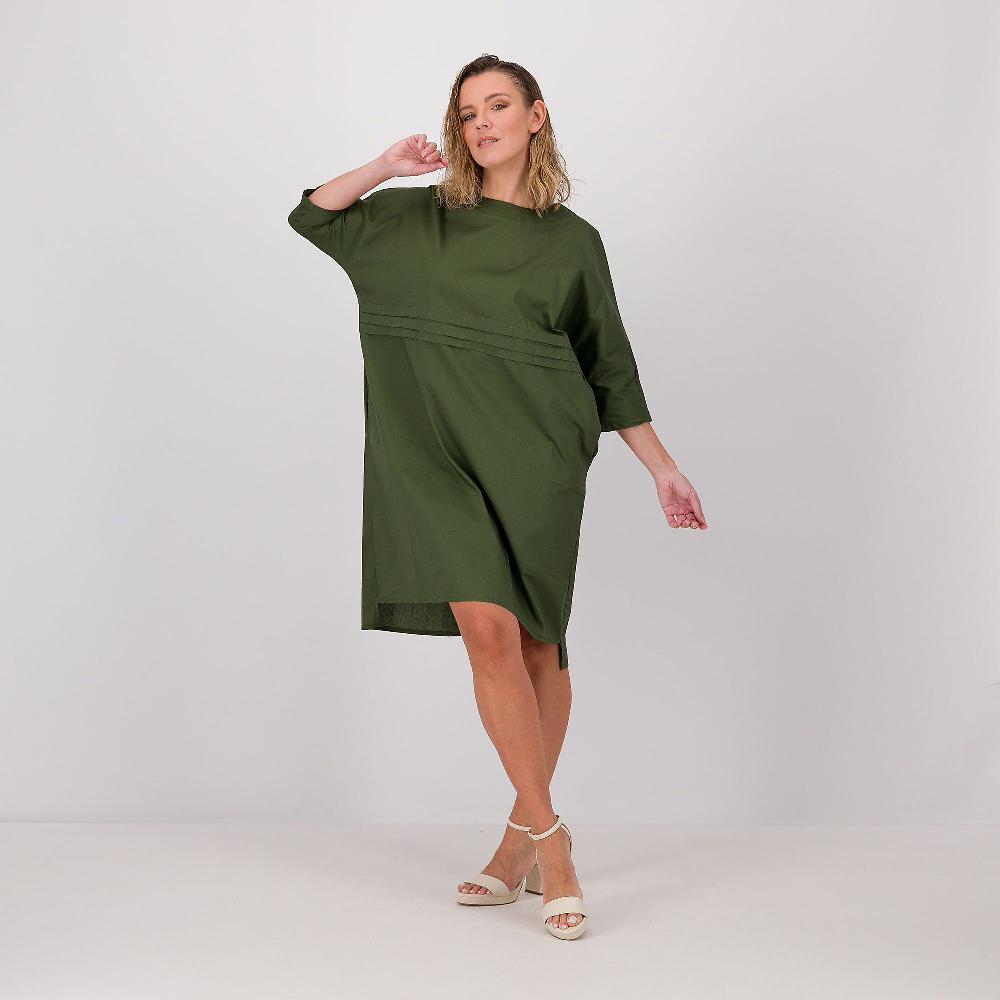 QVC Enjoy Abito girocollo in popeline di cotone con pieghe