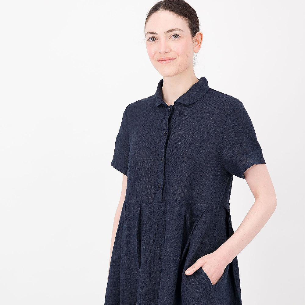 QVC Enjoy Abito In Lino A Manica Corta Con Collo A Polo