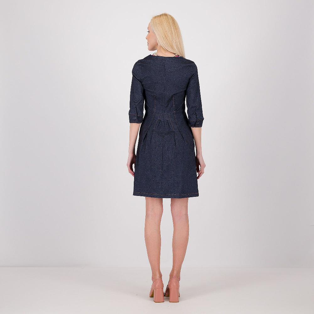 QVC Enjoy Abito Midi In Denim Con Pinces Maniche 3/4