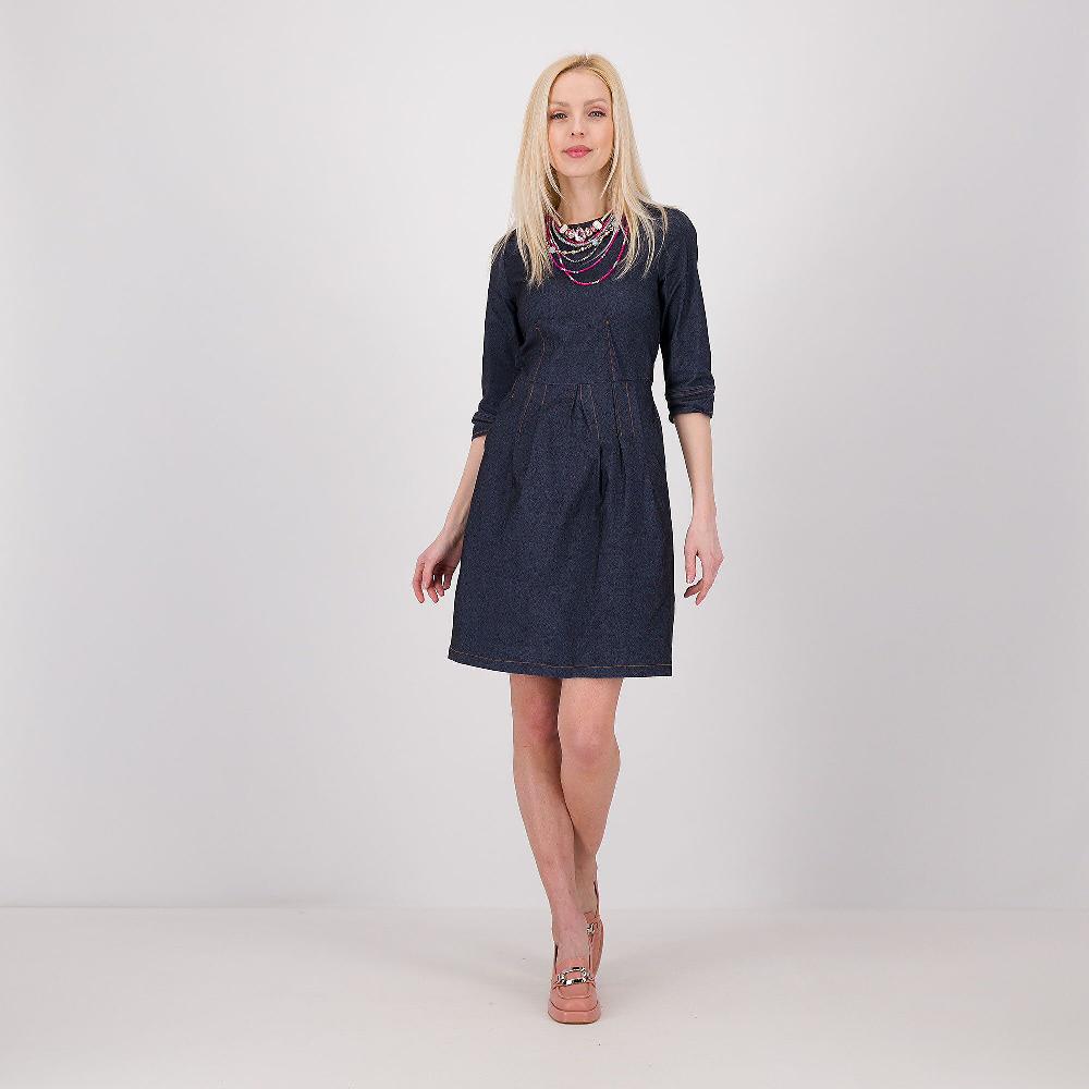 QVC Enjoy Abito midi in denim con pinces Maniche 3/4