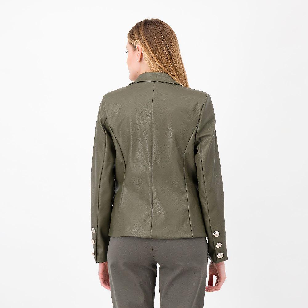 QVC Enjoy Blazer Doppiopetto Tessuto Spalmato Bottoni Decorativi Made In Italy