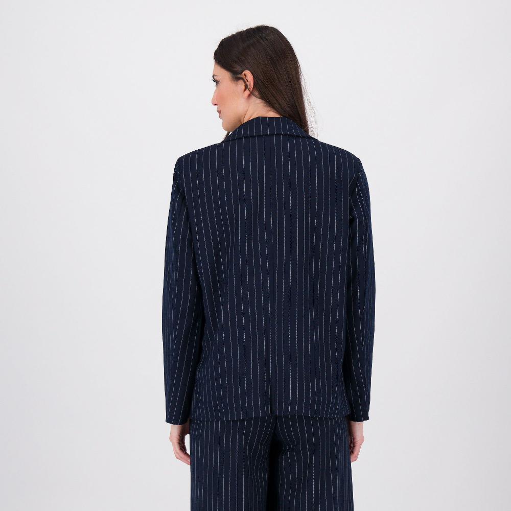 QVC Enjoy Blazer In Tessuto Gessato Allacciatura A Un Bottone