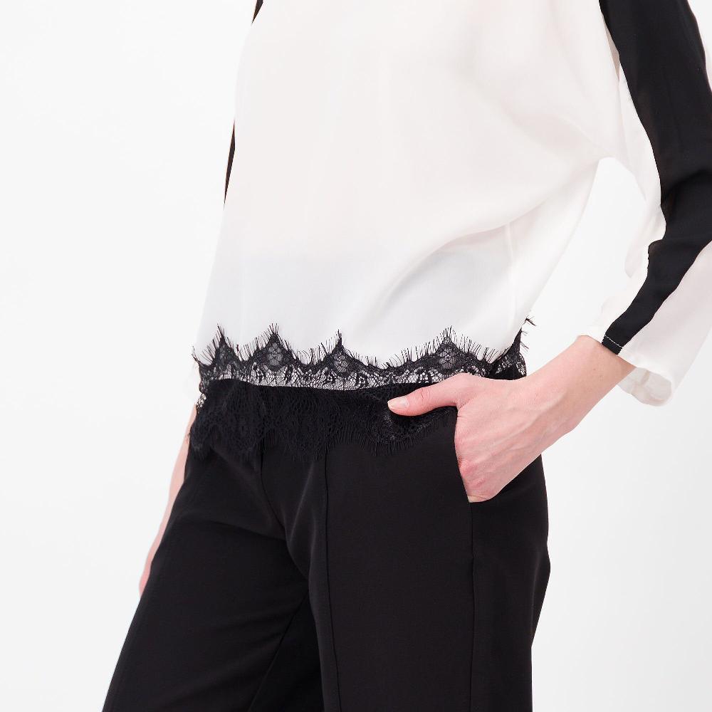 QVC Enjoy Blusa Bicolore In Georgette Pizzo Al Fondo Made In Italy