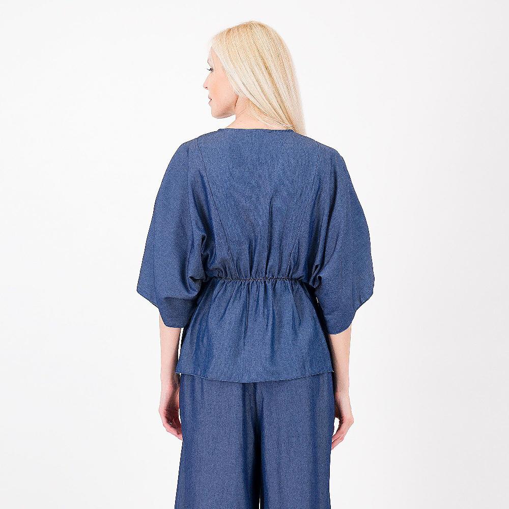 QVC Enjoy Blusa In Cotone Denim Con Manica A Kimono