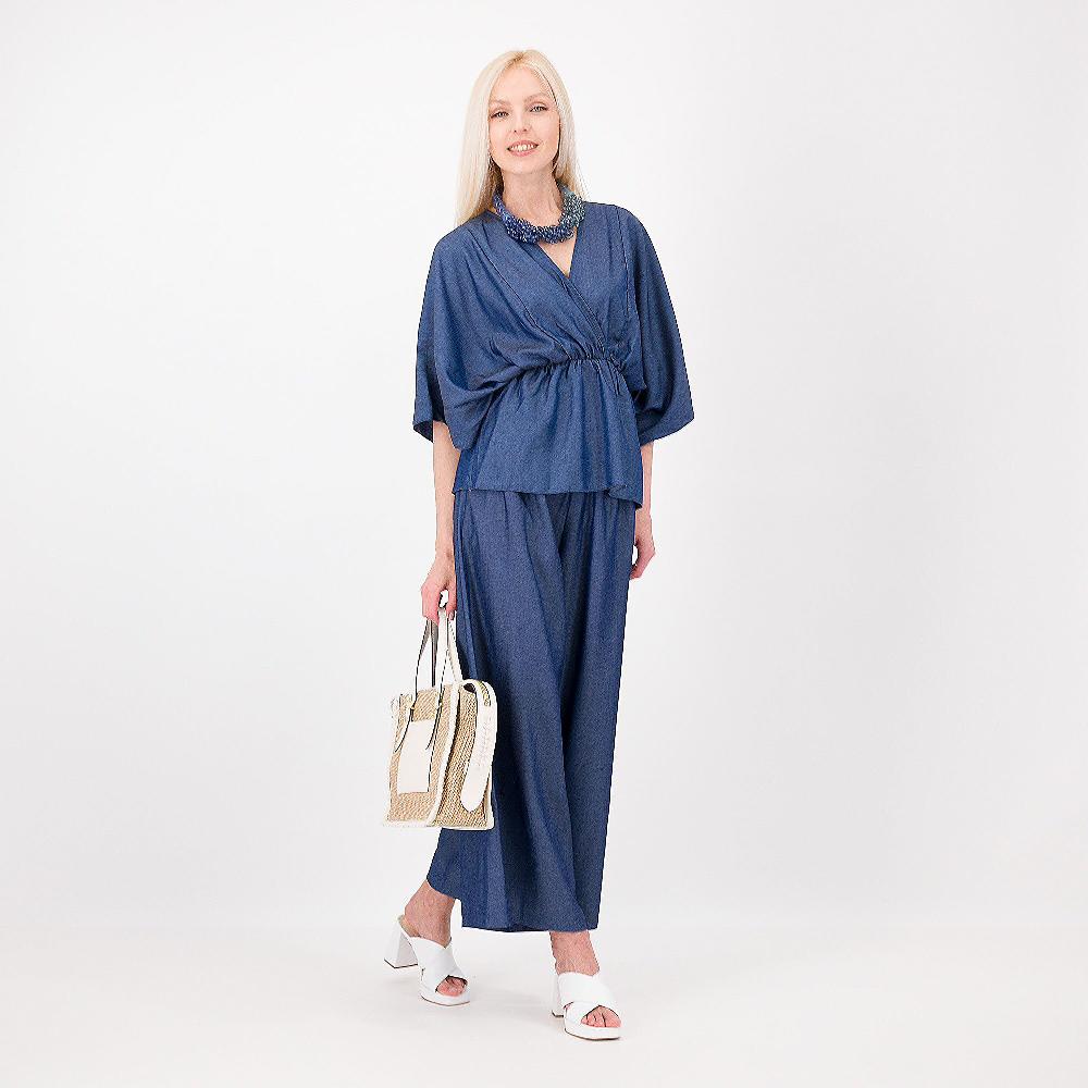 QVC Enjoy Blusa In Cotone Denim Con Manica A Kimono