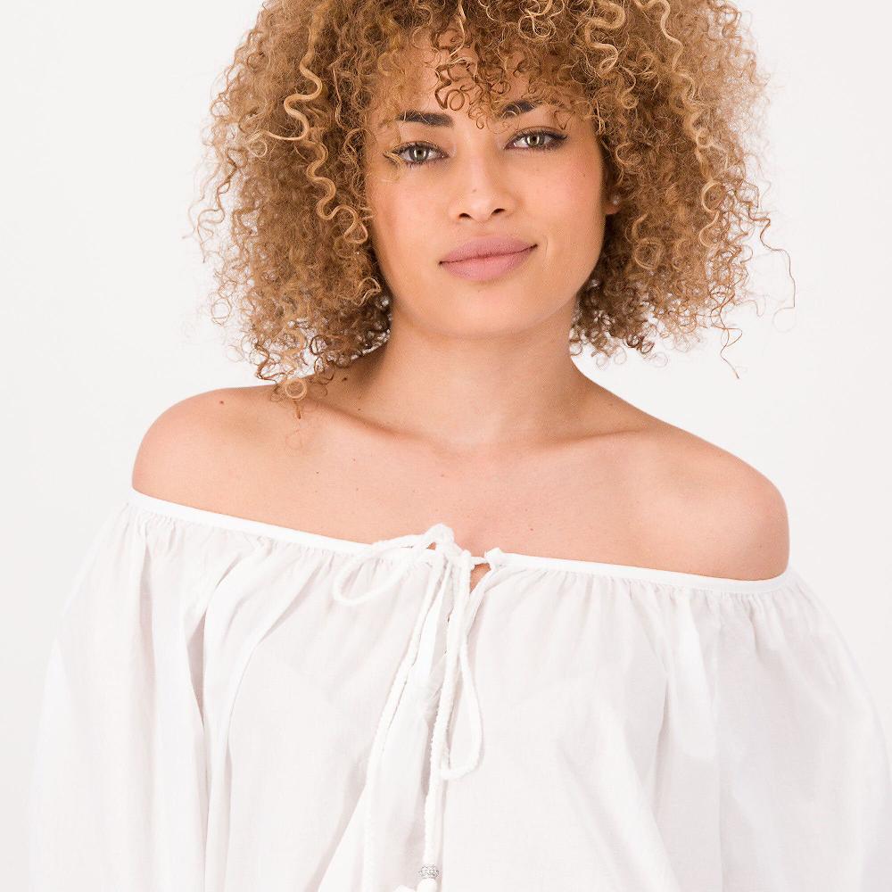 QVC Enjoy Blusa In Mussola 100% Cotone Scollo Con Pizzo Macramè Made In Italy