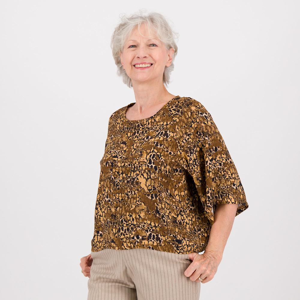 QVC Enjoy Blusa in popeline di viscosa fantasia mosaico