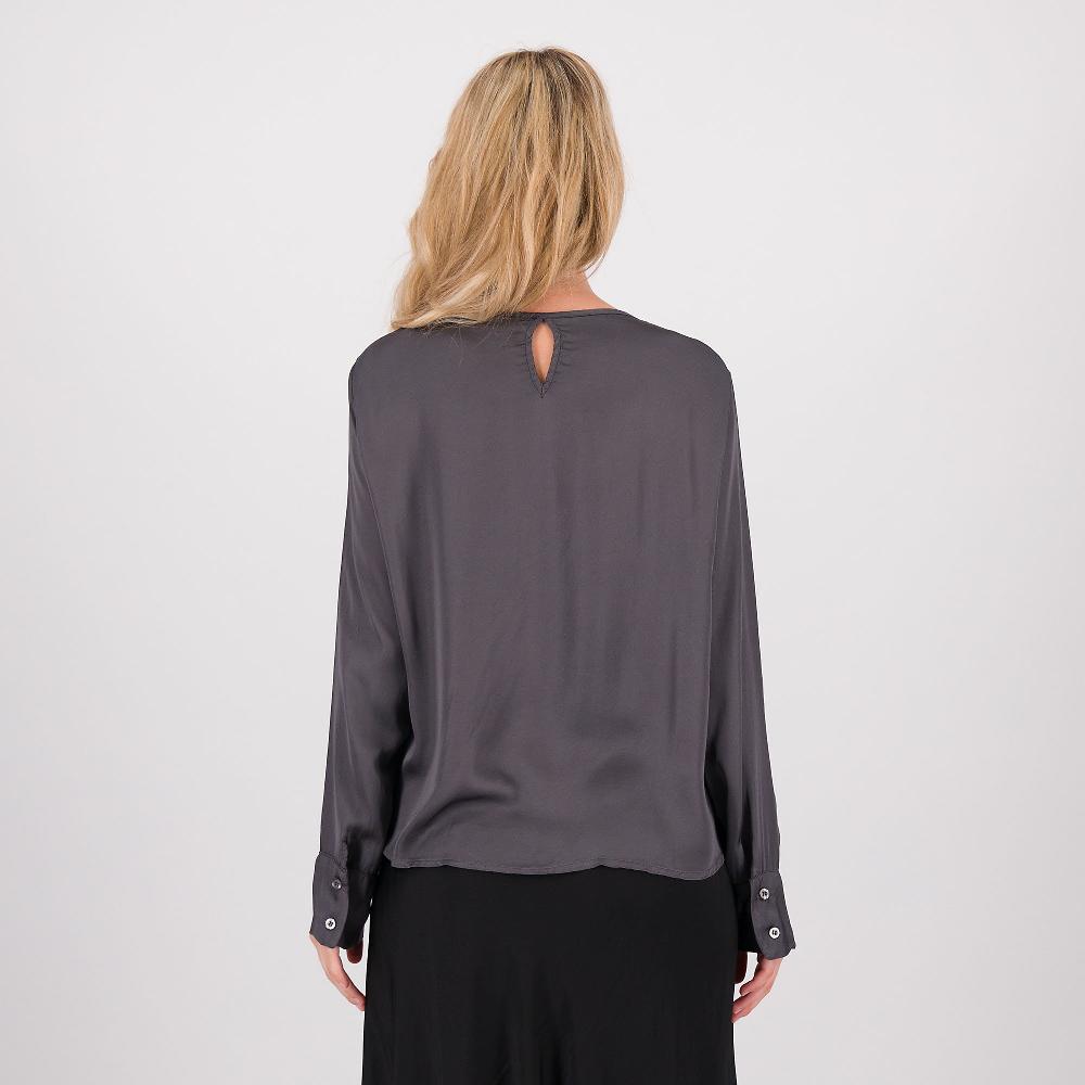 QVC Enjoy Blusa In Raso Di Viscosa Con Arriccio Polsino A Camicia