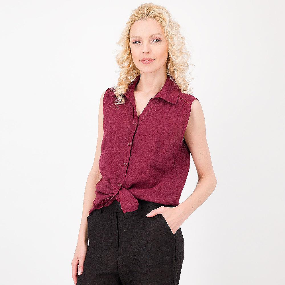 QVC Enjoy Camicia Smanicata In Lino Con Motivo A Jour
