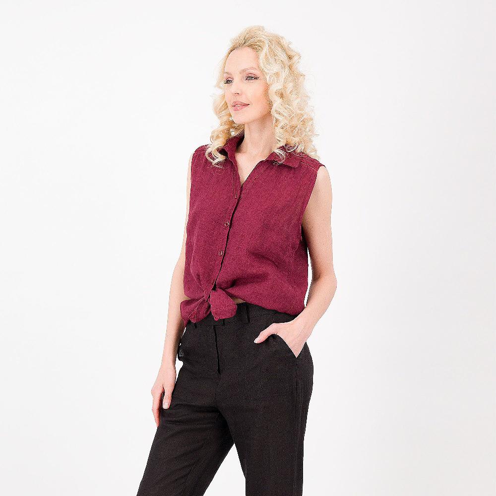 QVC Enjoy Camicia Smanicata In Lino Con Motivo A Jour