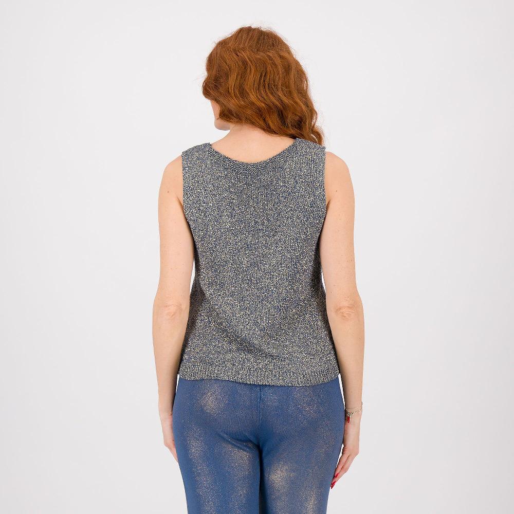 QVC Enjoy Canotta Spalla Larga In Maglia In Filato Di Viscosa Con Lamé