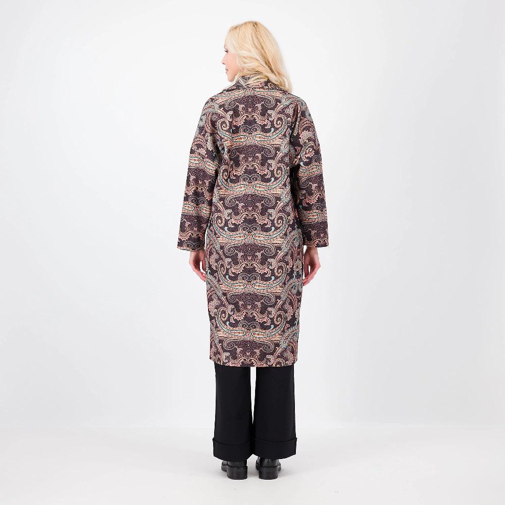 QVC Enjoy Cappotto In Panno Fantasia Cashmere Collo Rever