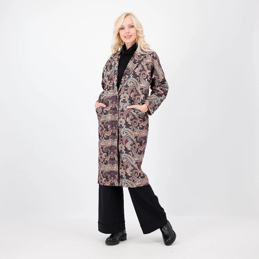 QVC Enjoy Cappotto in panno fantasia cashmere collo rever