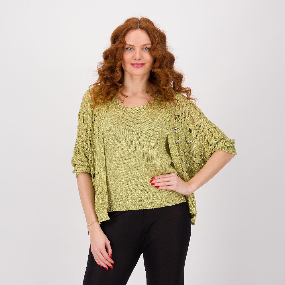 QVC Enjoy Cardigan In Filato Di Viscosa Con Lamé Lavorazione Crochet Made In Italy