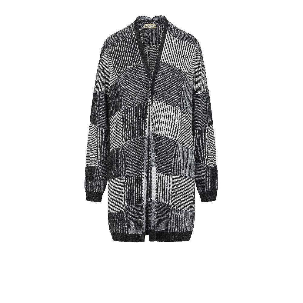 QVC Enjoy Cardigan In Maglia Con Coste E Punto Links Bicolore