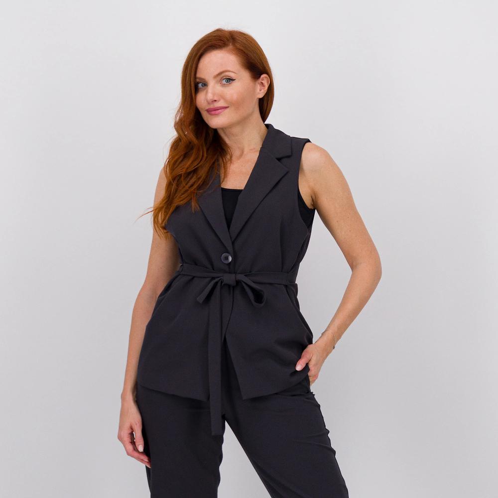 QVC Enjoy Gilet lungo con cintura inserita in tessuto bi-stretch