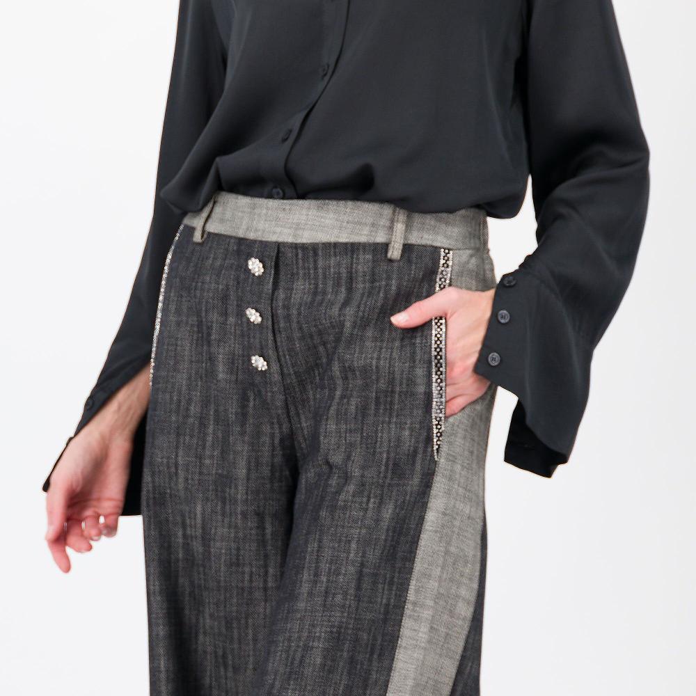 QVC Enjoy Jeans A Palazzo Con Inserti E Bottoni Gioiello