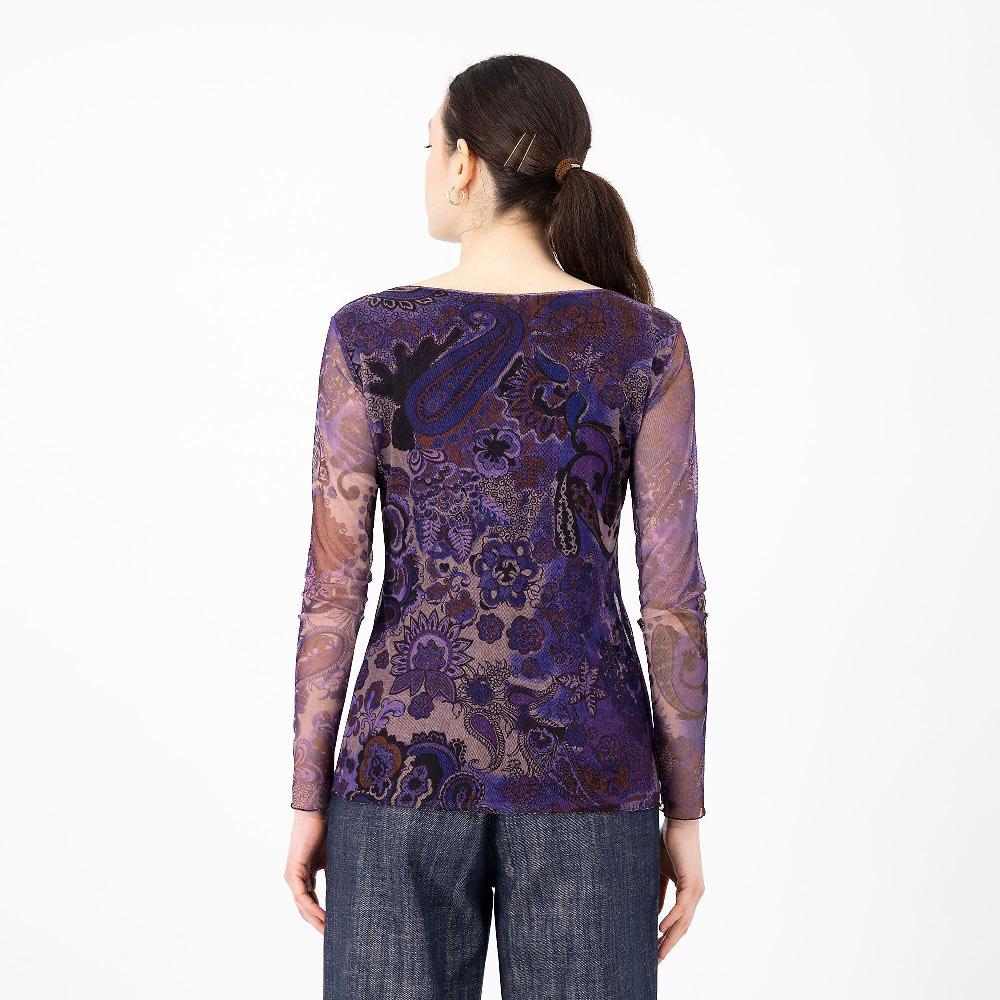 QVC Enjoy Maglia Girocollo In Tulle Fantasia Corpo Doppiato Made In Italy