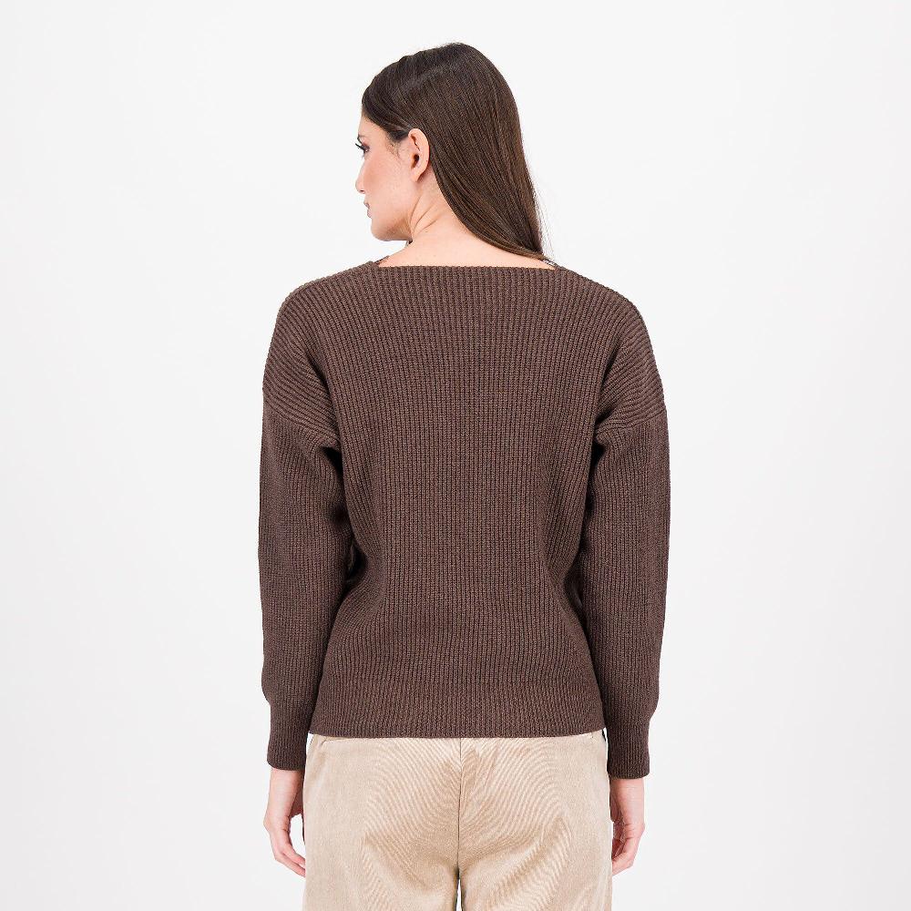 QVC Enjoy Maglia In Filato Misto Viscosa A Coste Pizzo Scollo