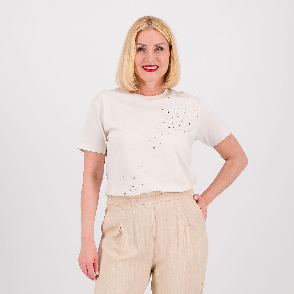 QVC Enjoy Maglia in jersey di cotone con borchiette