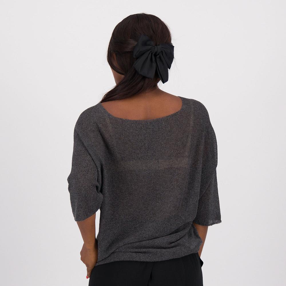 QVC Enjoy Maglia Maniche Corte In Filato Con Lamé Punto Riso