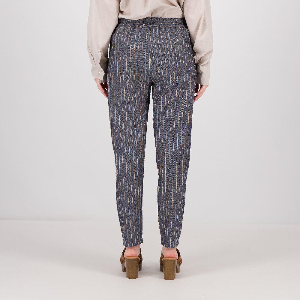 QVC Enjoy Pantaloni A Carota Tessuto Gessato Con Elastico In Vita