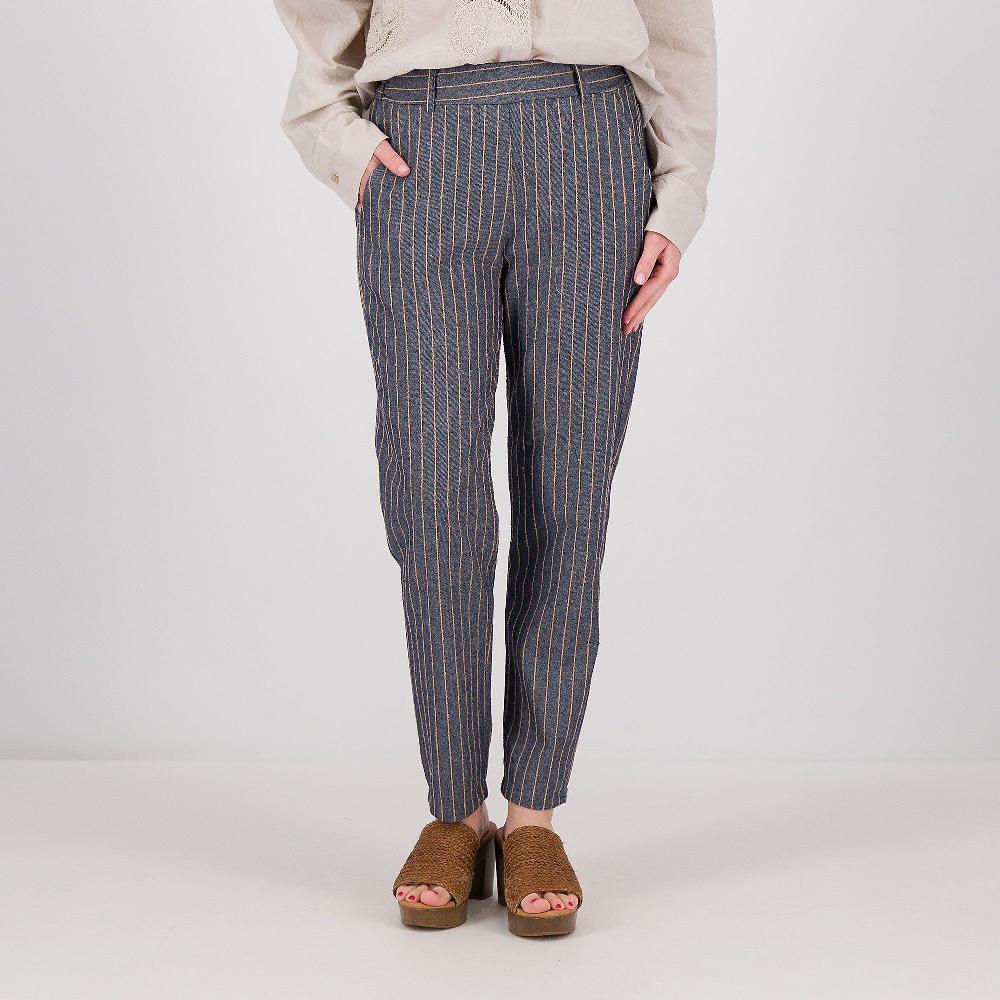 QVC Enjoy Pantaloni a carota Tessuto gessato con elastico in vita