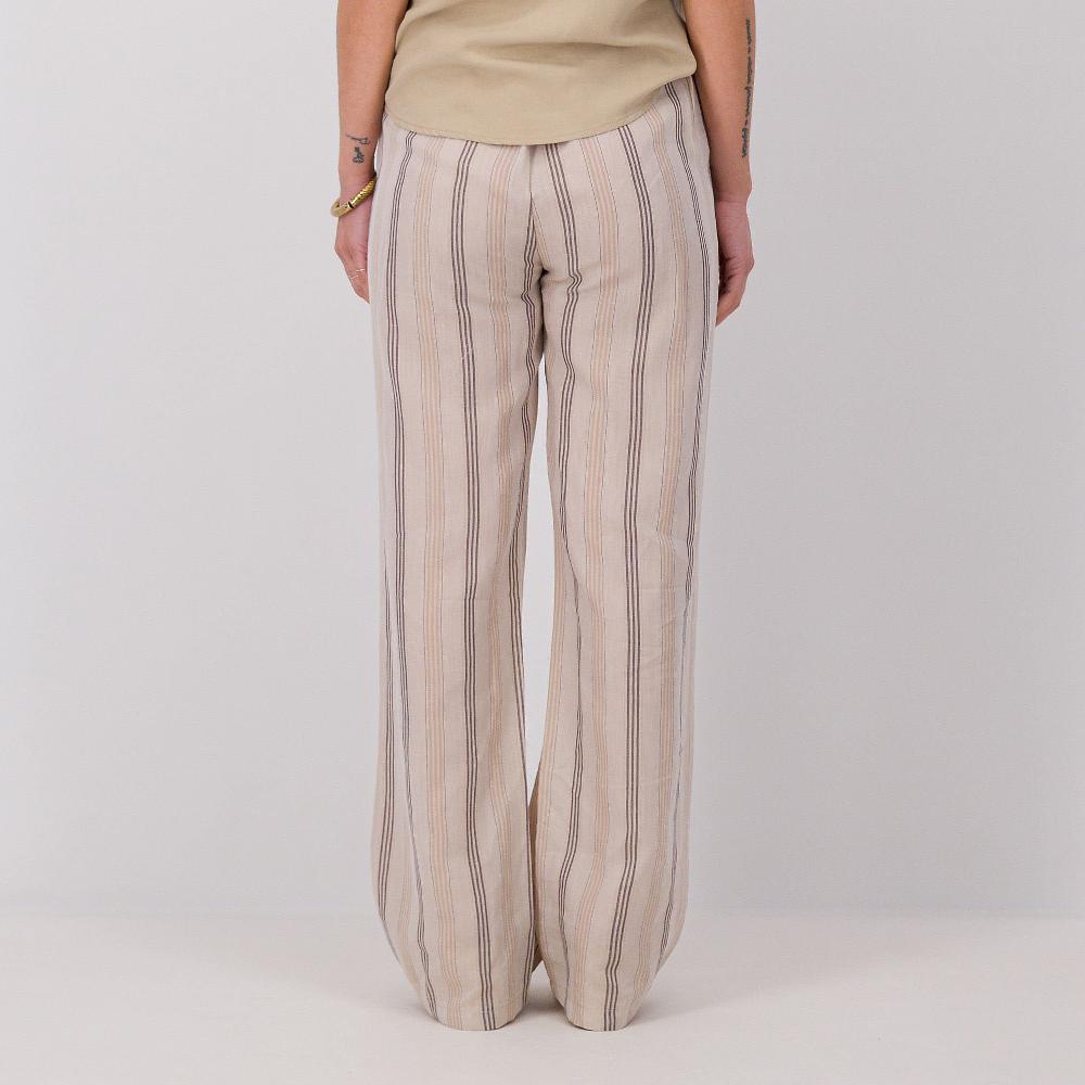QVC Enjoy Pantaloni A Palazzo In Lyocell Viscosa E Lino Rigato
