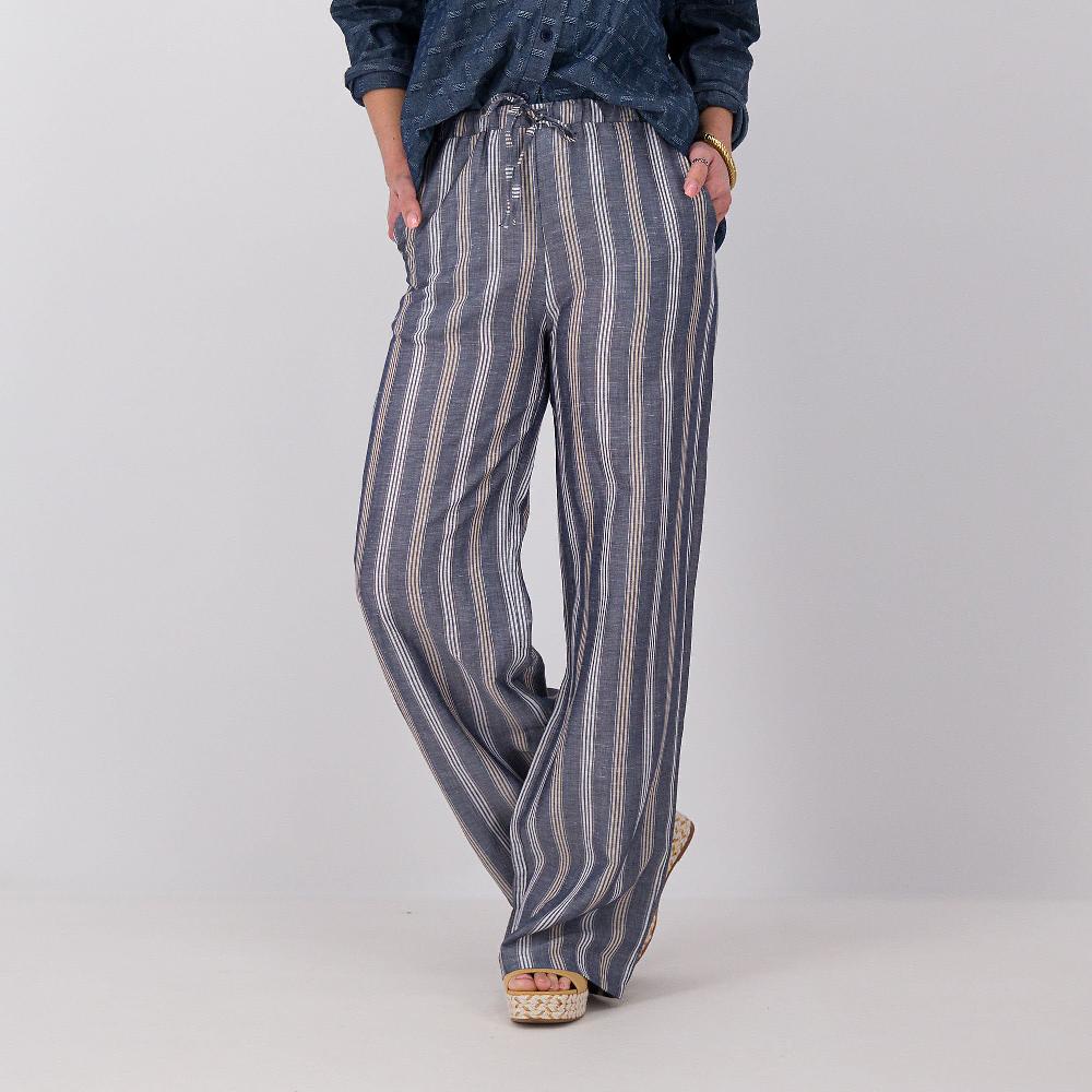 QVC Enjoy Pantaloni a palazzo in lyocell viscosa e lino rigato