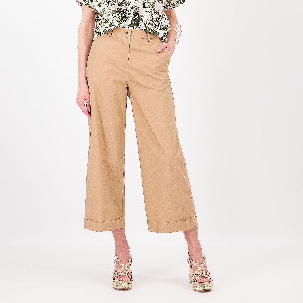 QVC Enjoy Pantaloni ampi in raso di cotone con risvolto