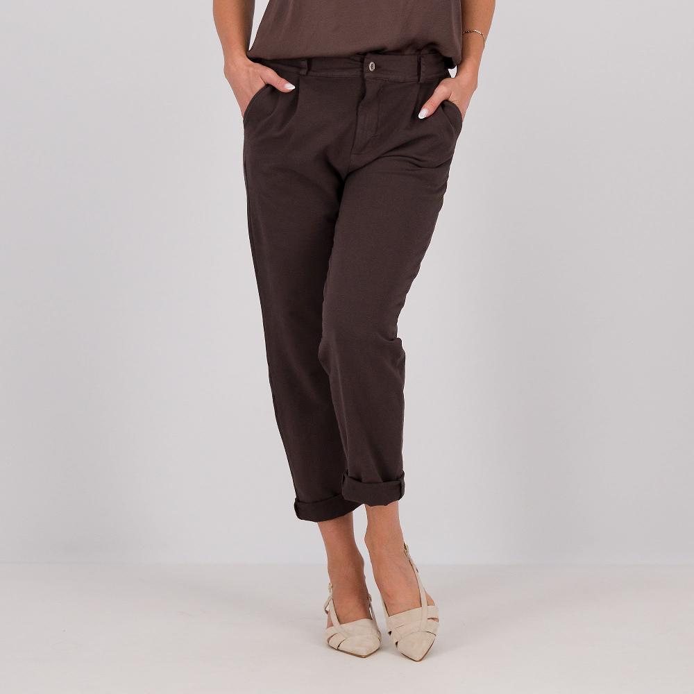 QVC Enjoy Pantaloni carota in felpa con fascione in gabardina