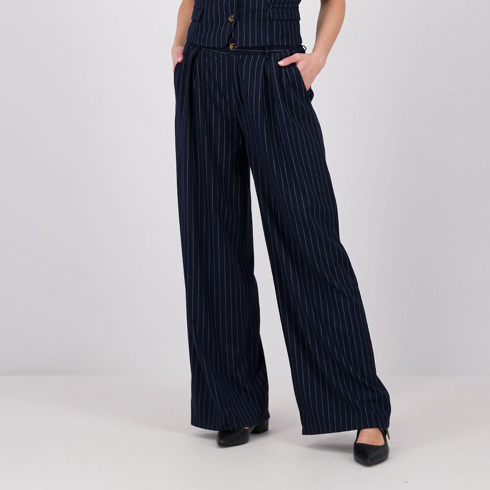 QVC Enjoy Pantaloni palazzo in tessuto gessato con pieghe