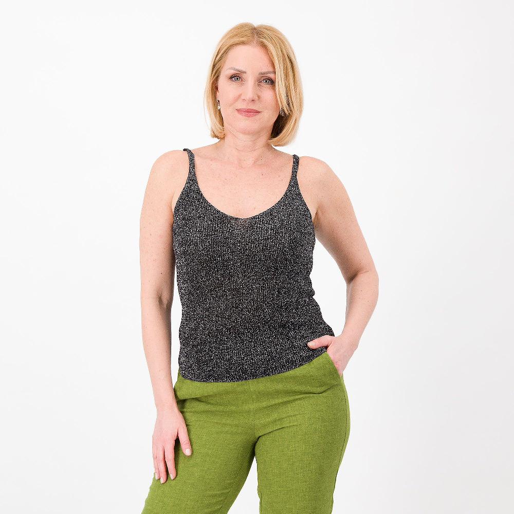 QVC Enjoy Top scollo a V in filato misto viscosa con lamé