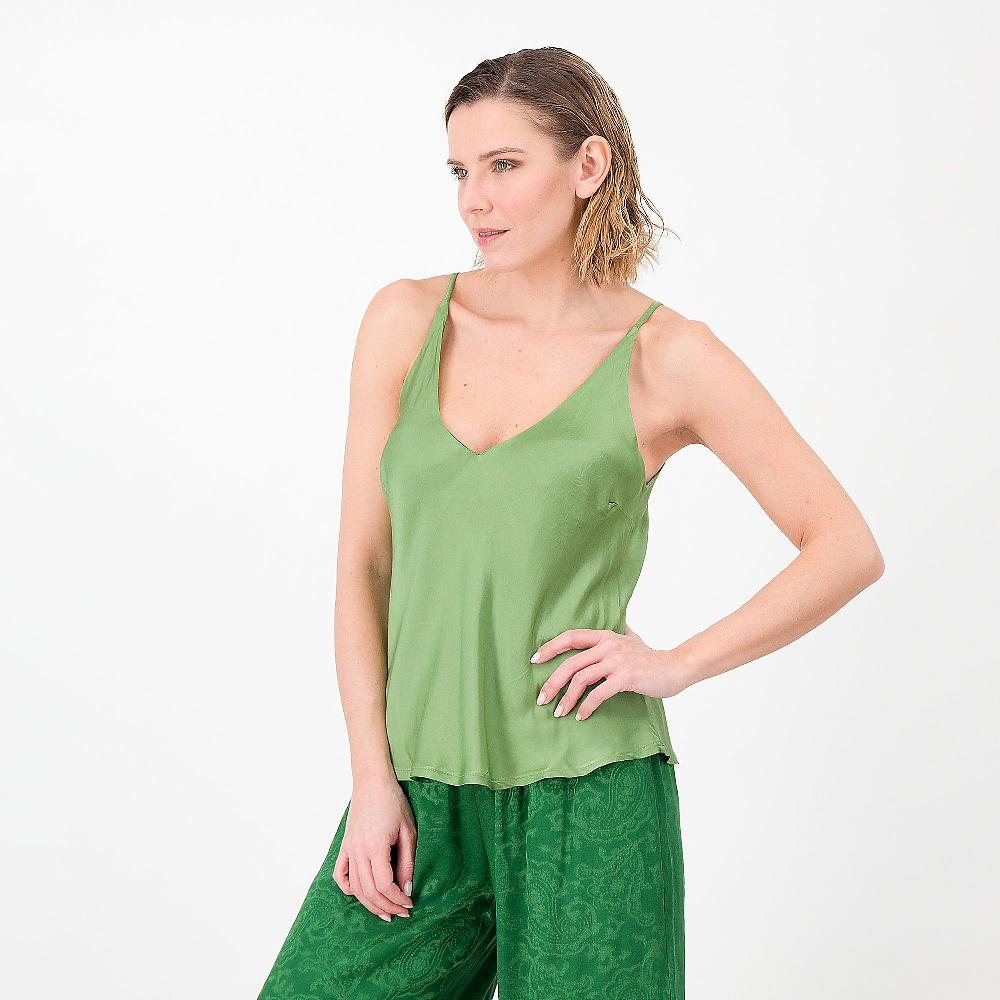 QVC Enjoy Top scollo V in raso 100% viscosa Spalline sottili Made in Italy