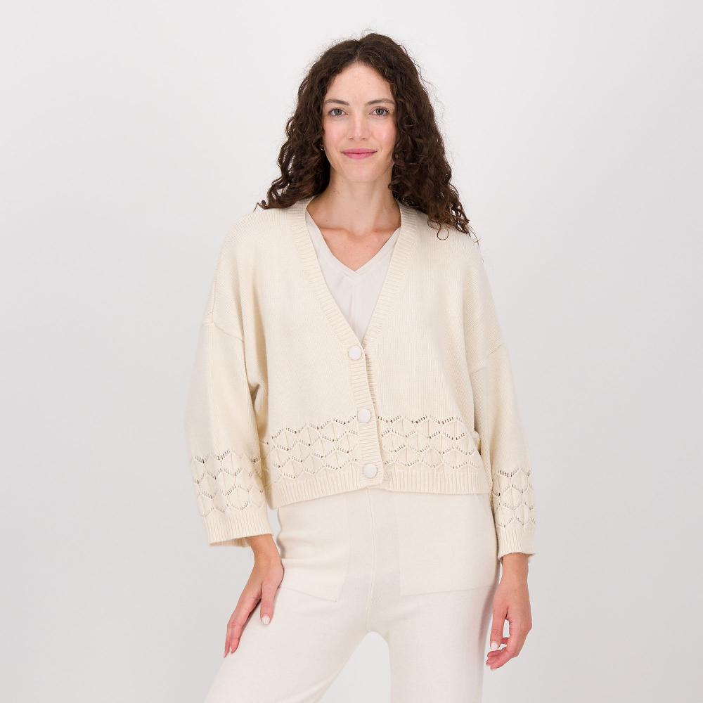 QVC ENJOY TRICOT Cardigan con motivo traforato e bottoni