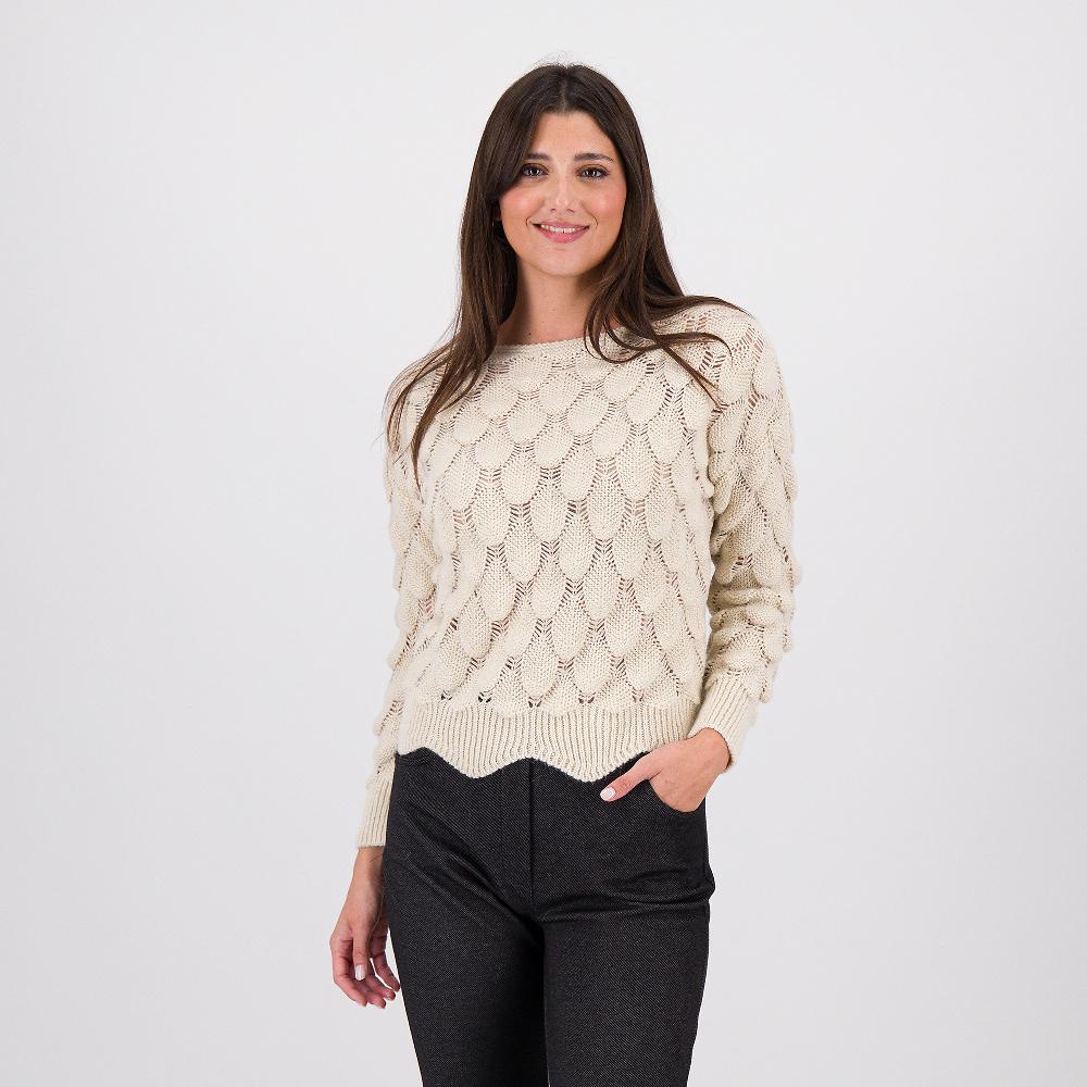QVC ENJOY TRICOT Maglia in filato con goffrature e fondo smerlato