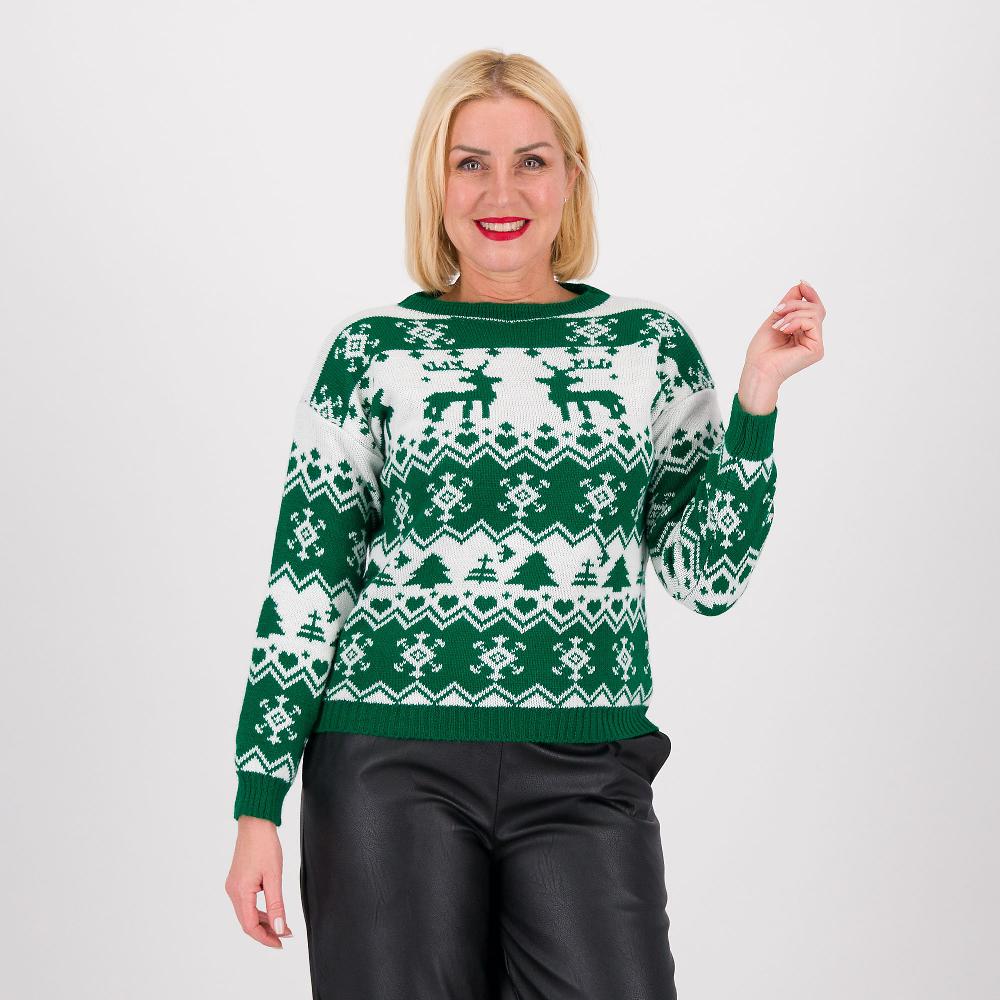QVC Enjoy Tricot Maglione girocollo con decorazioni natalizie