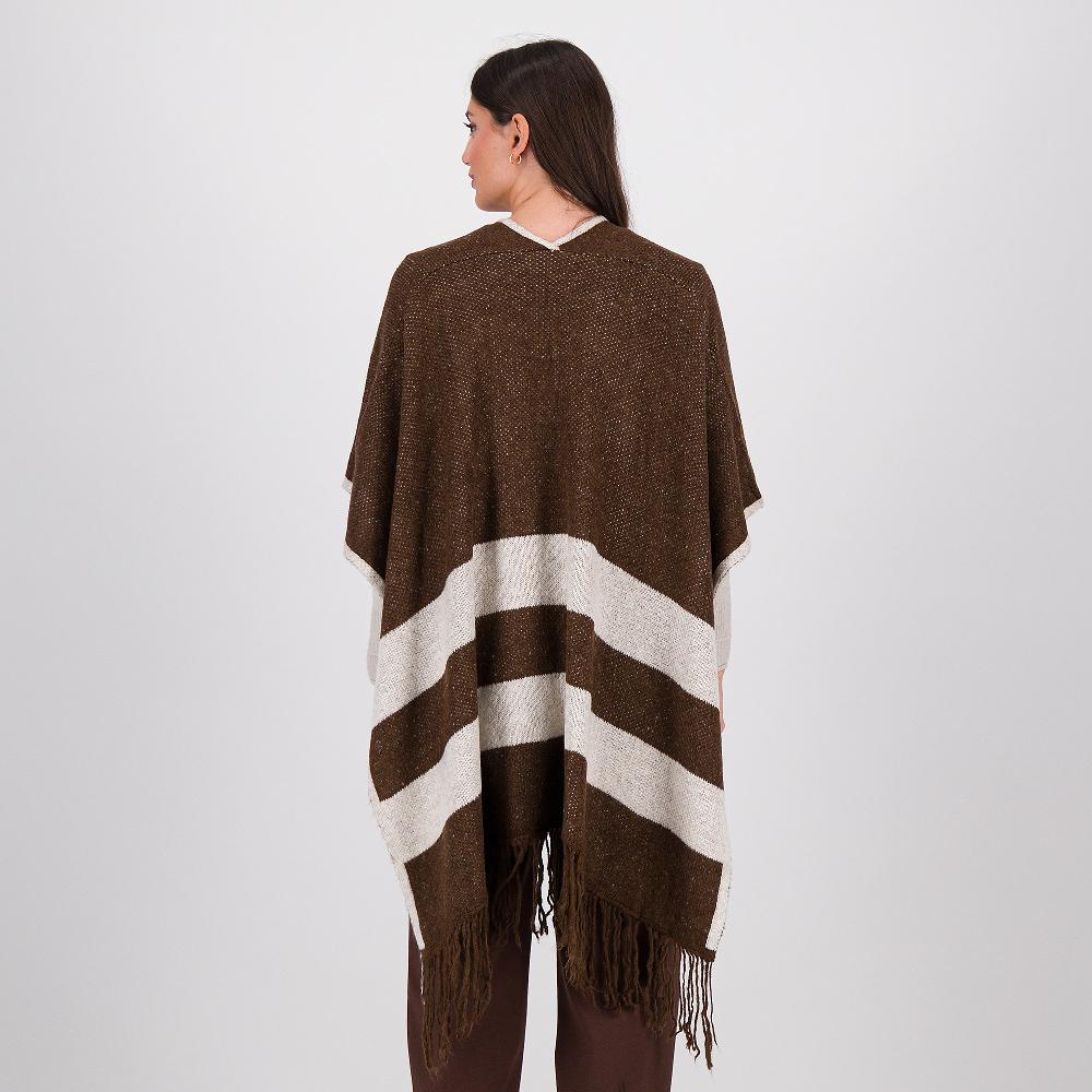 QVC Enjoy Tricot Mantella In Tessuto Jacquard Con Frange Al Fondo