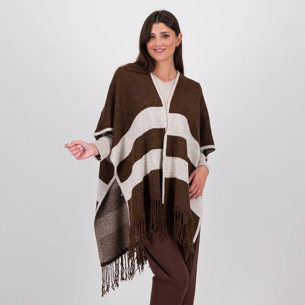 QVC Enjoy Tricot Mantella in tessuto jacquard con frange al fondo