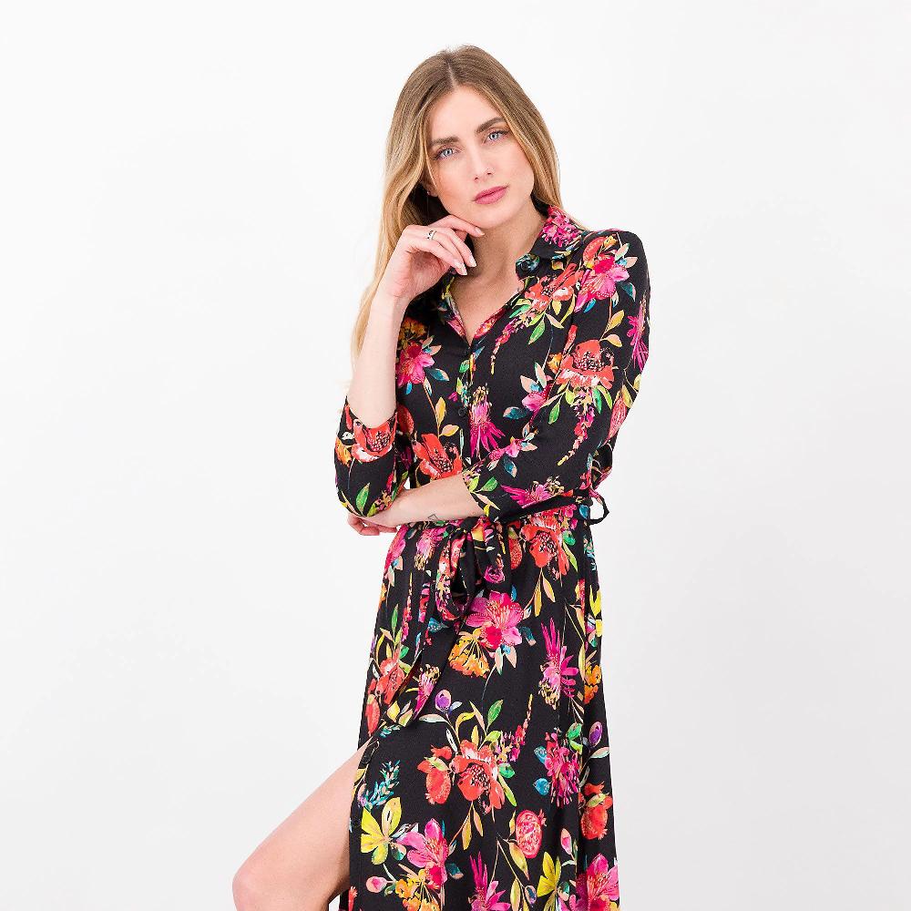 QVC EVA Franco Ciambella Abito Chemisier In Vaiella 100% Viscosa Manica Con Polsino Made In Italy