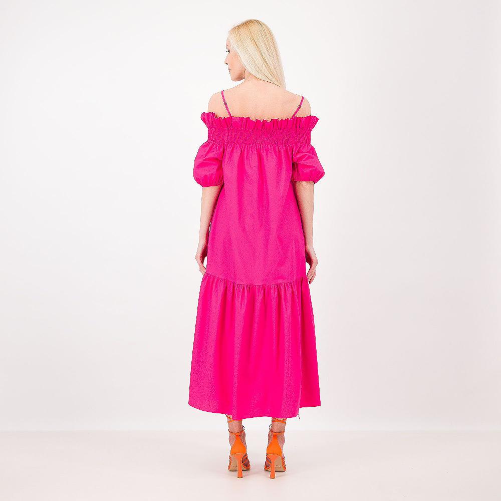 QVC EVA Franco Ciambella Abito Lungo Con Balze In Popeline Di Cotone Motivo Punto Smoke Made In Italy