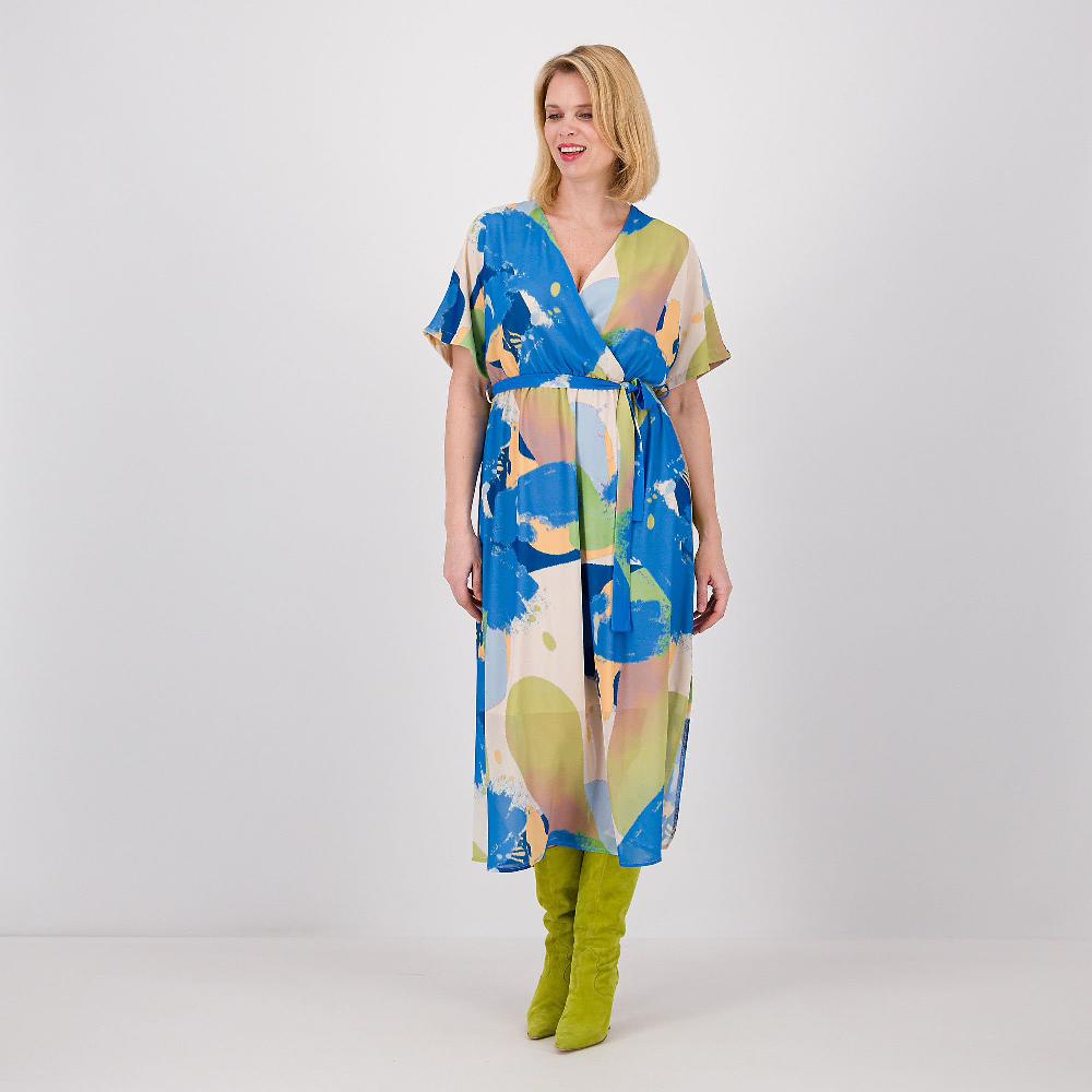 QVC EVA Franco Ciambella Abito Midi In Georgette Fantasia Con Cintura