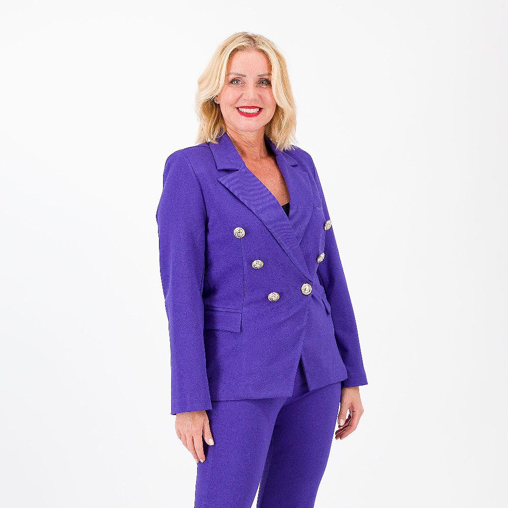 QVC EVA Franco Ciambella Blazer doppiopetto in tessuto cavallery