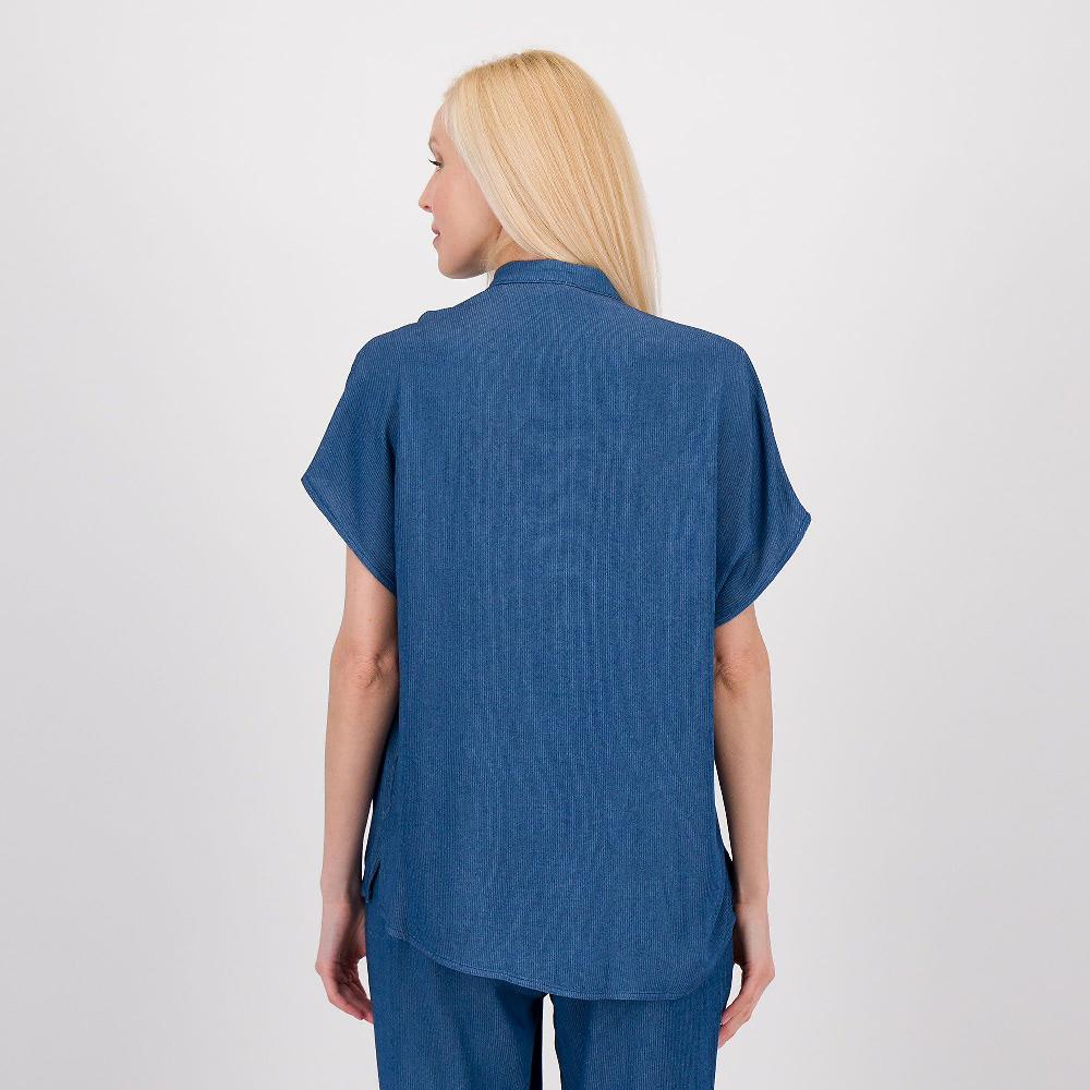 QVC EVA Franco Ciambella Blusa In Chambray Di Viscosa Gessato