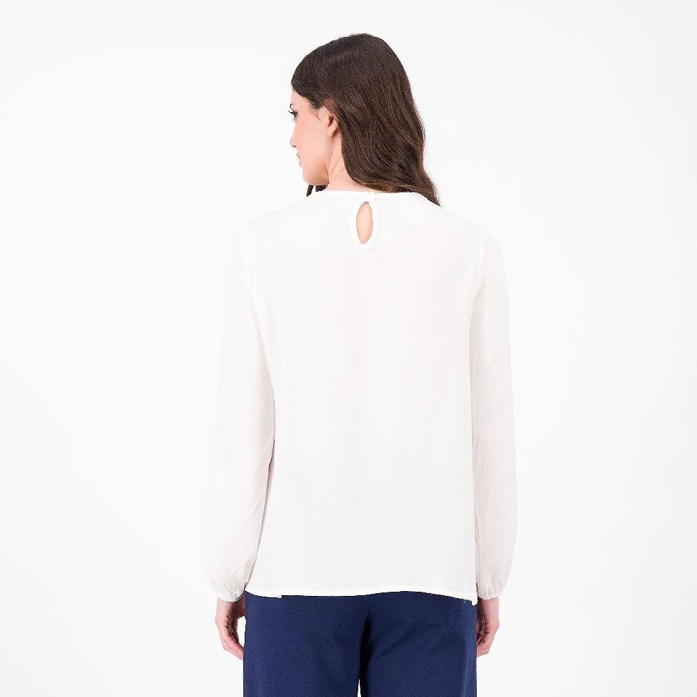 QVC EVA Franco Ciambella Blusa In Doppia Georgette Di Viscosa Inserto In Pizzo Made In Italy