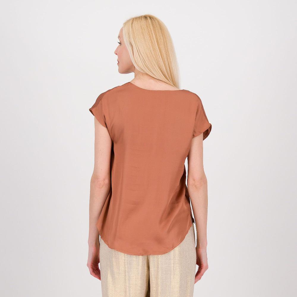 QVC EVA Franco Ciambella Blusa In Raso Di Viscosa A Maniche Corte