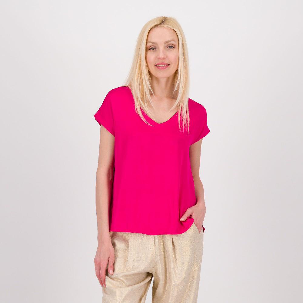 QVC EVA Franco Ciambella Blusa in raso di viscosa a maniche corte
