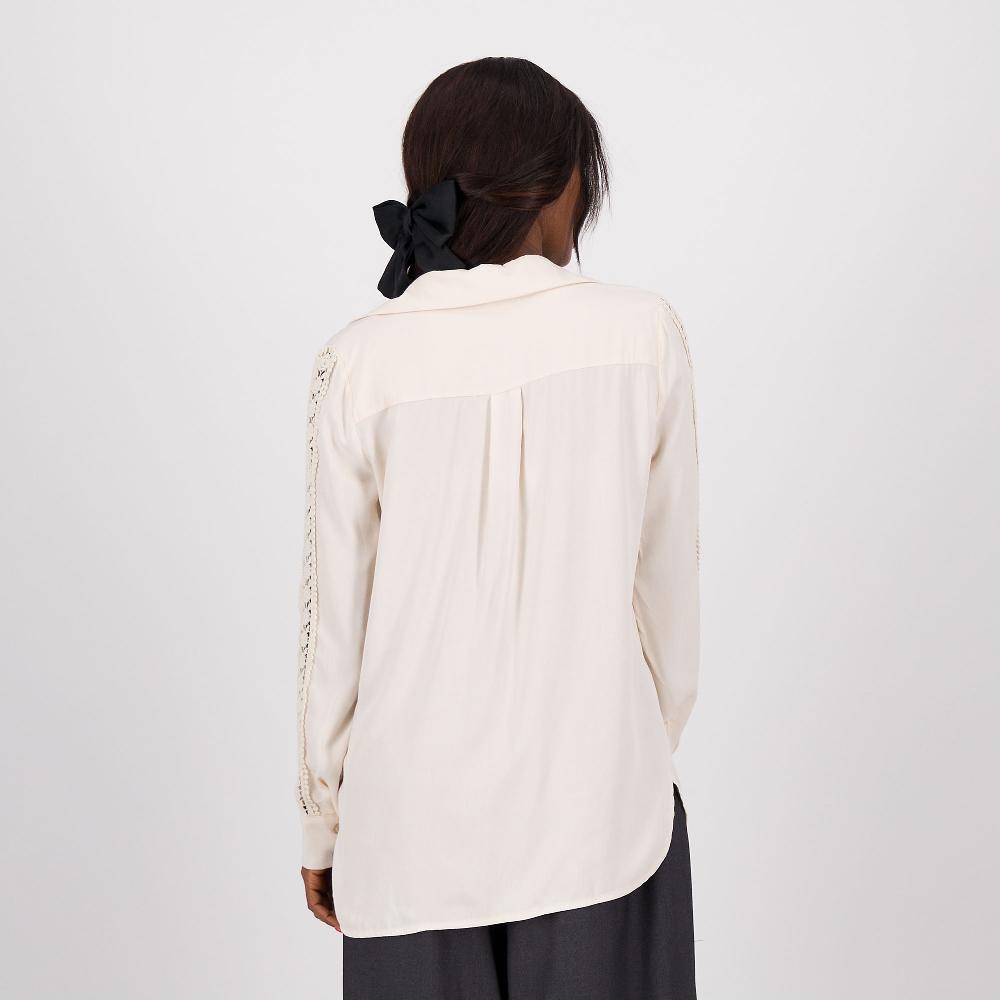 QVC EVA Franco Ciambella Blusa In Viscosa Con Collo A Polo E Inserti In Pizzo