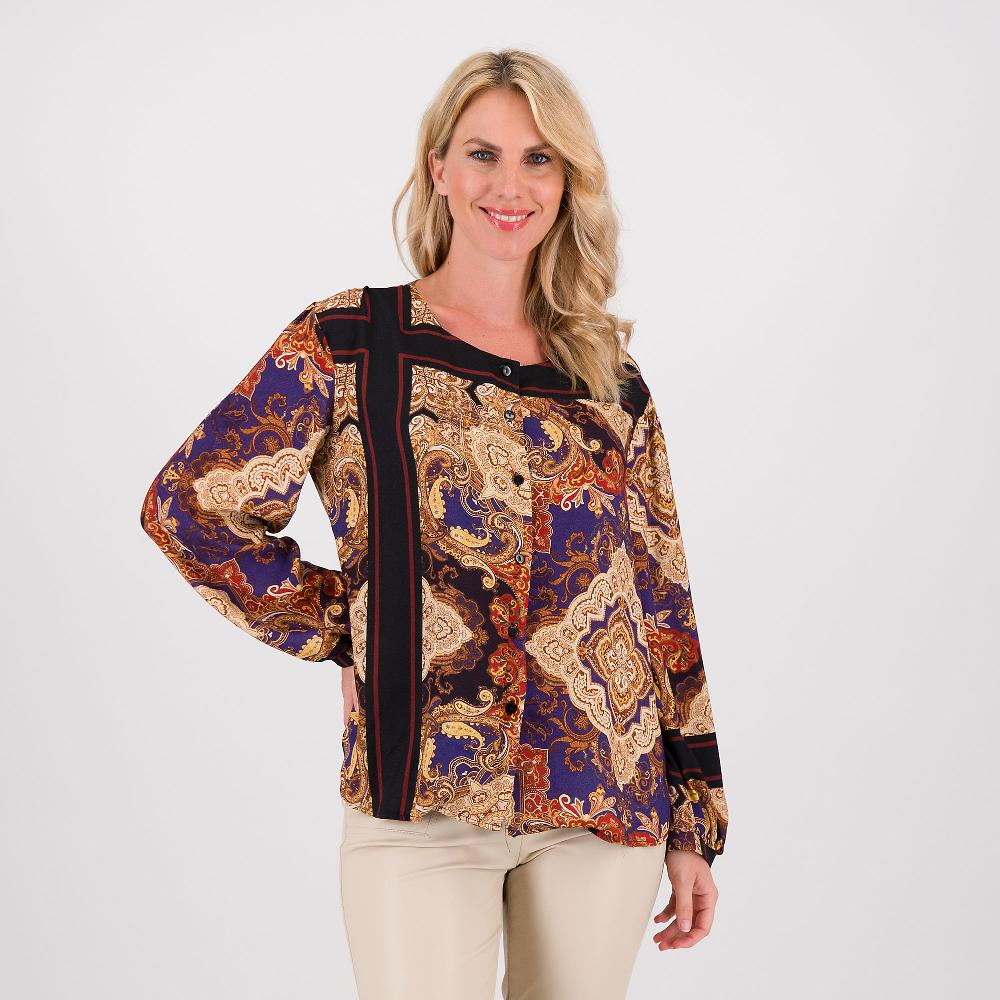 QVC EVA Franco Ciambella Blusa maniche lunghe con bottoni davanti in 100% viscosa
