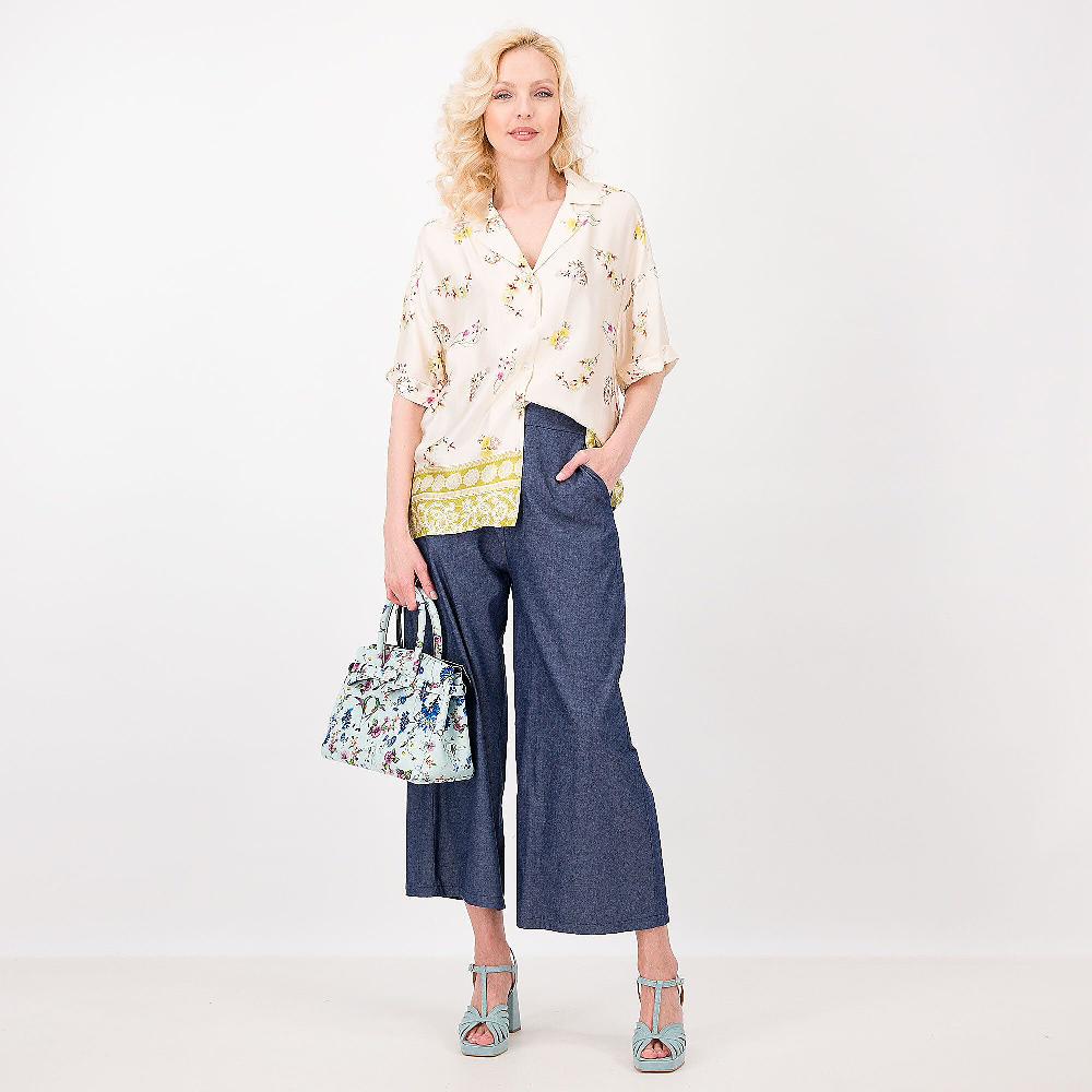 QVC EVA Franco Ciambella Camicia Fantsia In Raso 100% Viscosa Collo A Rever Made In Italy